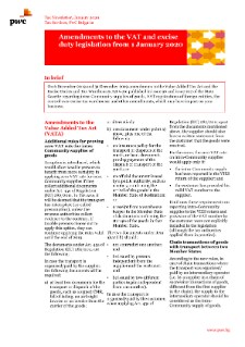 Tax newsletter: Amendments to the VAT and excise duty legislation from 1 January 2020